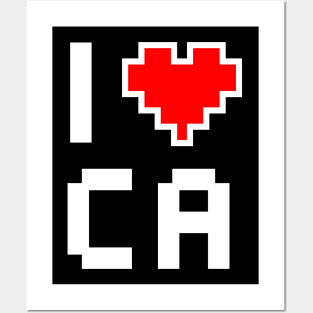 I Love California - Pixel heart for Californian gamer Posters and Art